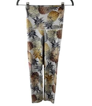 EMILY HSU Designs Multi Leggings Pineapple Print Skinny Leg Pull-On XS X-Small